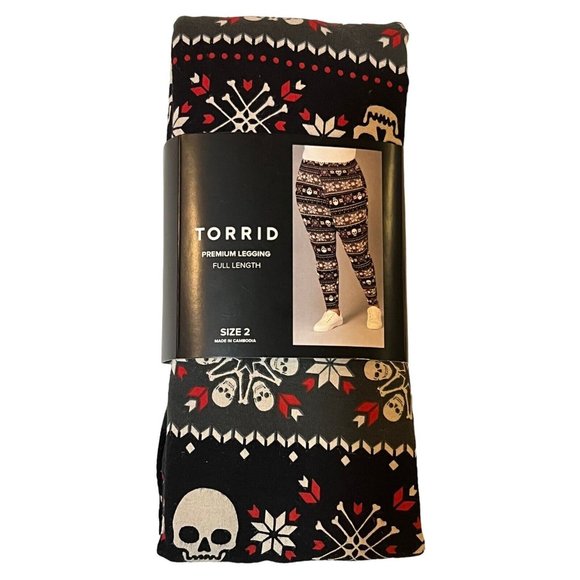 torrid Pants - NWT TORRID Premium Leggings Sz 2X Black Red White Skulls
